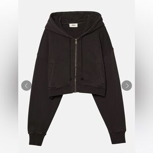 Elwood Babydoll Crop Zip Hoodie Black